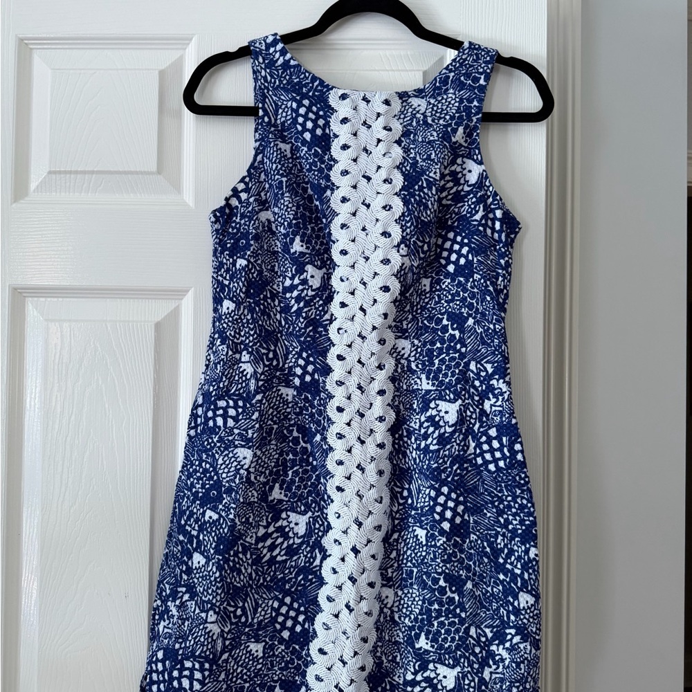 Lilly Pulitzer Navy and White Crochet-Trim Dress